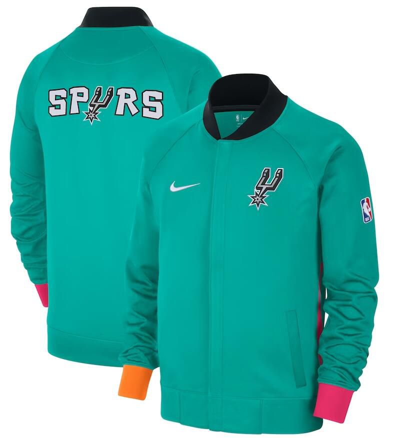 Men San Antonio Spurs Green Nike City Edition Full Zip Jacket 2023 NBA Jersey->portland trail blazers->NBA Jersey